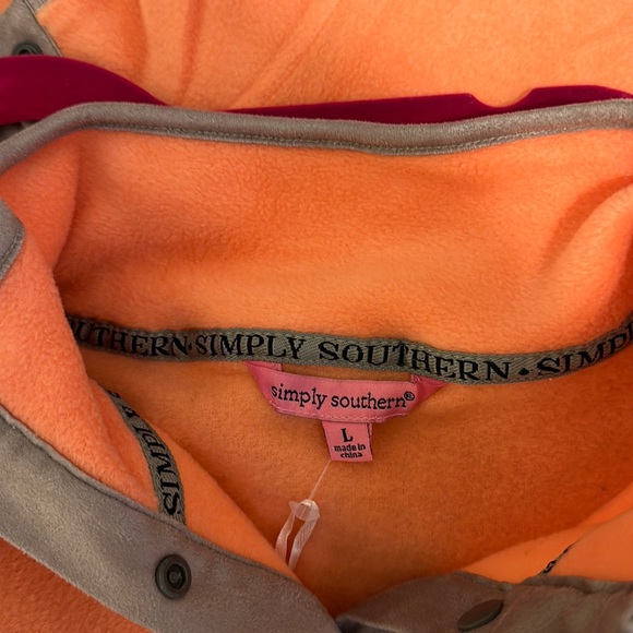 NWT - SIMPLY SOUTHERN CORAL GREY FLEECE LONG SLEEVE PULLOVER JACKET, SIZE L. - Picture 7 of 8